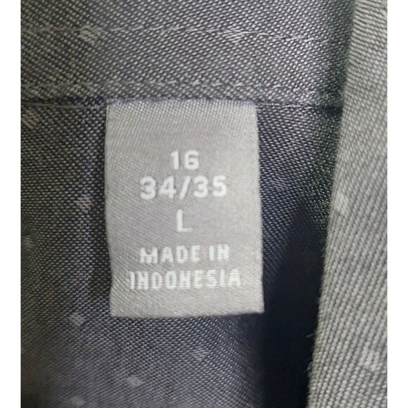 Michael Kors Mens Slim Fit Dress Shirt Size L 16 34/35 Drk Gray With Subtle Dots - Picture 4 of 9